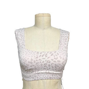 Allfenix Sports Bra Activewear Cheetah Leopard Animal‎ Print White Gray Size XS